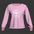 Pink Long Sleeve Casual Sweatshirt With Graphic Print And Logo Design