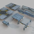 Industrial Scenery Components With Gray Metal Platforms Yellow Markings And Structural Parts