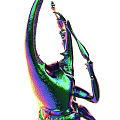 Decorative Ornament Set of Iridescent Metallic Stag Beetle Figurines for Home Decor Accent