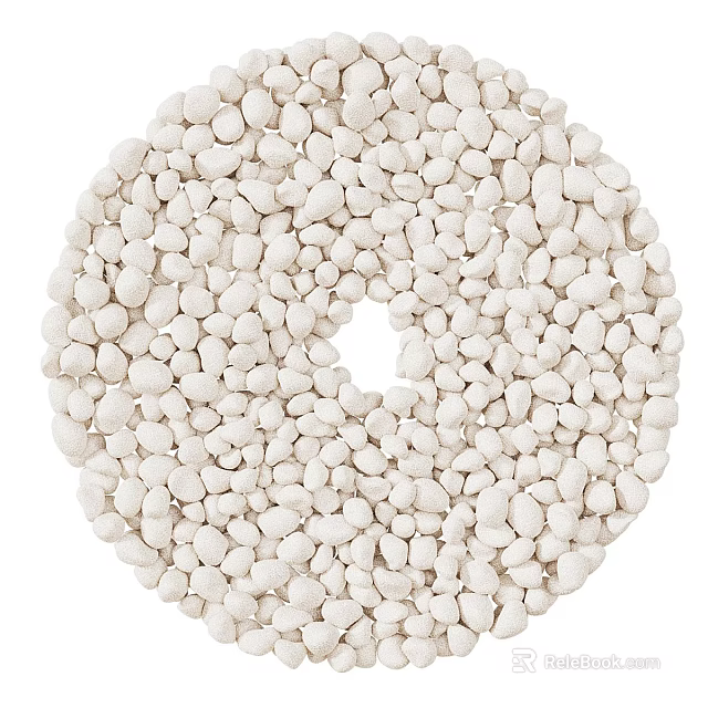 White Small Beads Arranged In Circular Decorative Shape With Central Hole 3d model 