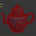 Chinese Traditional Teal Teapot With Intricate Red Dragon Design And Colorful Decorations