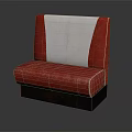 Stylish Red And White Upholstered Banquette Sofa With Contrasting Color And Soft Padding Design