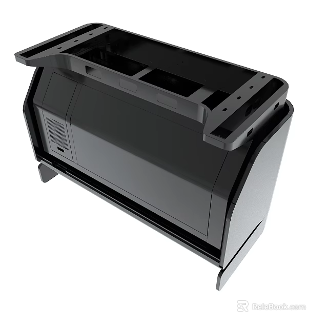 Modern Black Device Enclosure With Structural Design Ventilation And Mounting Features 3d model 