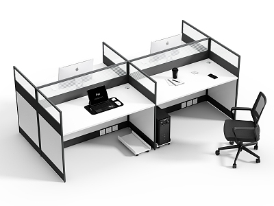 Screen Desk Screen Staff Position Screen Card Position Screen Four Person Position 3d model