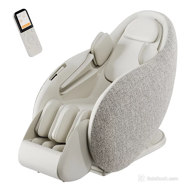 Ergonomic Cream Gray Massage Chair With Remote Control And Full Body Massage 3d model 