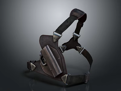 Man's Leather Shoulder Holster With Tactical Design And Handgun Secure Fit 3d model