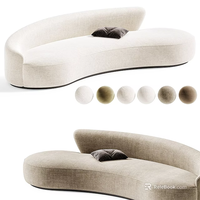Modern Curved Multi Person Sofa with Fabric Upholstery and Color Options 3d model 