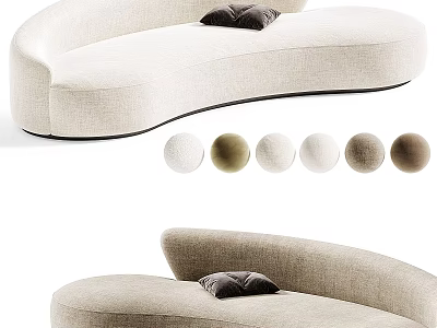 Modern Curved Multi Person Sofa with Fabric Upholstery and Color Options 3d model