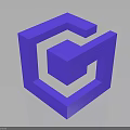 Purple 3D Abstract Geometric Structure With Interlocking Cube Forms And Shiny Surface