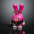 Pink Rabbit Character With Long Ears Braided Hair Holding Object Black Jacket White Shoes