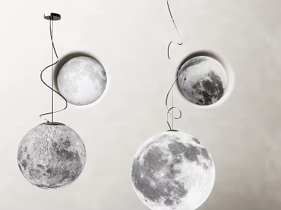 Modern Lunar Pendant Lights With Textured Moon Surface And Different Phases Design 3d model