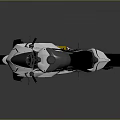 Sleek Modern White and Gray Motorcycle with Yellow Accents and Gray Background Reflection