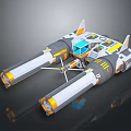 Futuristic Cosmic Spacecraft With Dual Thrusters Central Cockpit And Metallic Module Structure