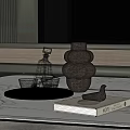 Elegant Whiskey Bottle And Glasses On Silver Tray With Marble Countertop