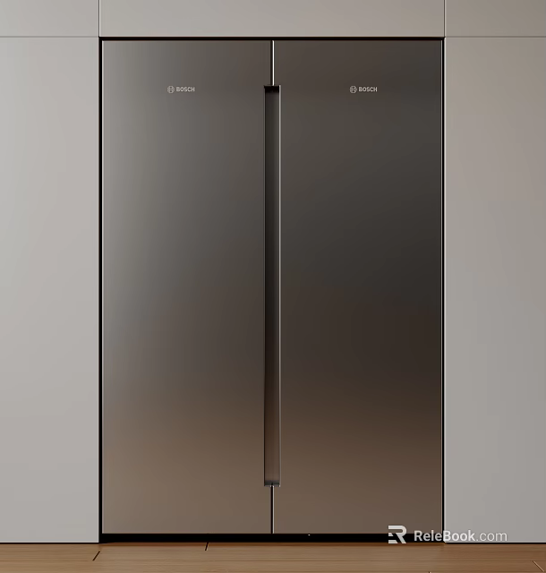 Modern Double Door Refrigerator With Sleek Design For Contemporary Home Kitchen 3d model 