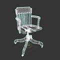 Vintage Style Office Chair with Wooden Frame Armrests Green Padded Seat and Swivel Base