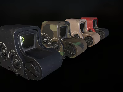 Multiple Tactical Scopes In Various Colors With Illuminated Lens And Controls 3d model
