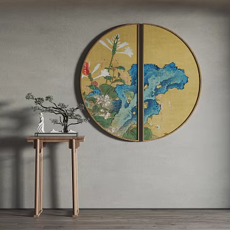 New Chinese Style Round Frame Painting Hanging Painting Decorative Painting 3d model
