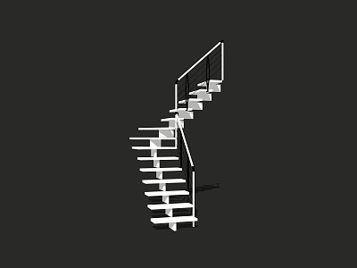 Modern Spiral Staircase Design With White Steps And Black Handrail 3d model