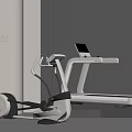 Modern Home Gym Sports Equipment With Treadmill And Elliptical Trainer In Sleek Design