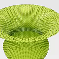 Green Woven Bell Shaped Vase Decorative Ornament Set With Grid Pattern For Home Decor
