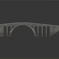 Stone Arch Bridge Architectural Design With Multiple Arches And Water Reflection 3d model