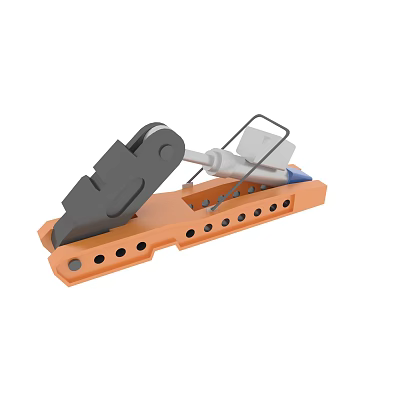 Industrial Equipment Mechanical Structure With Orange Base Multiple Holes And Black Silver Components 3d model