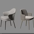 Modern Upholstered Dining Chairs With Armrests And Contrasting Legs 3d model