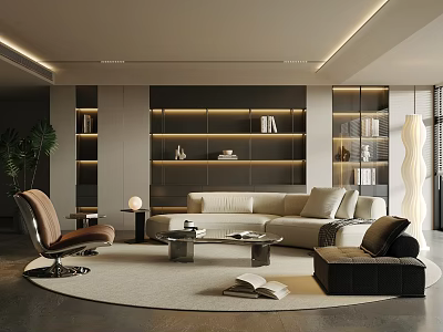 Modern Minimalist Sofa And Glass Coffee Table Set For Luxurious Elegant Warm Living Room Decor 3d model