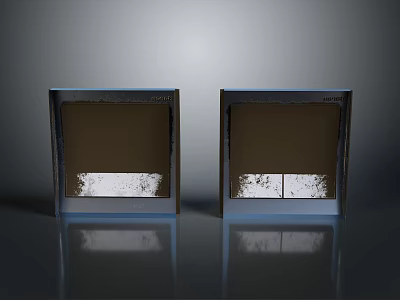 Modern Square Display Cabinets With Dark Frame Brown Interior White Accents On Reflective Surface 3d model