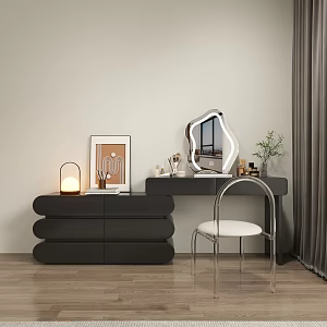 Modern Telescopic Dressing Table Cloud Mirror Crystal Stool Table Lamp 3d model
