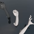 Man's Hands Sculptures Displayed With Background Architecture Reflections On Water Surface