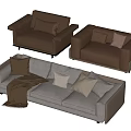 Multi-person sofa double sofa 3d model