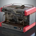 Vintage Red Kitchen Espresso Machine Home Appliance with Metal Rack and Spoon