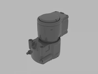 Detailed Gray Industrial Mechanical Component 3D Model With Circular Top And Rectangular Side Structure 3d model