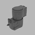 Detailed Gray Industrial Mechanical Component 3D Model With Circular Top And Rectangular Side Structure 3d model