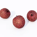 Fresh Ripe Red Textured Lychee Fruits with Rough Skin on White Background