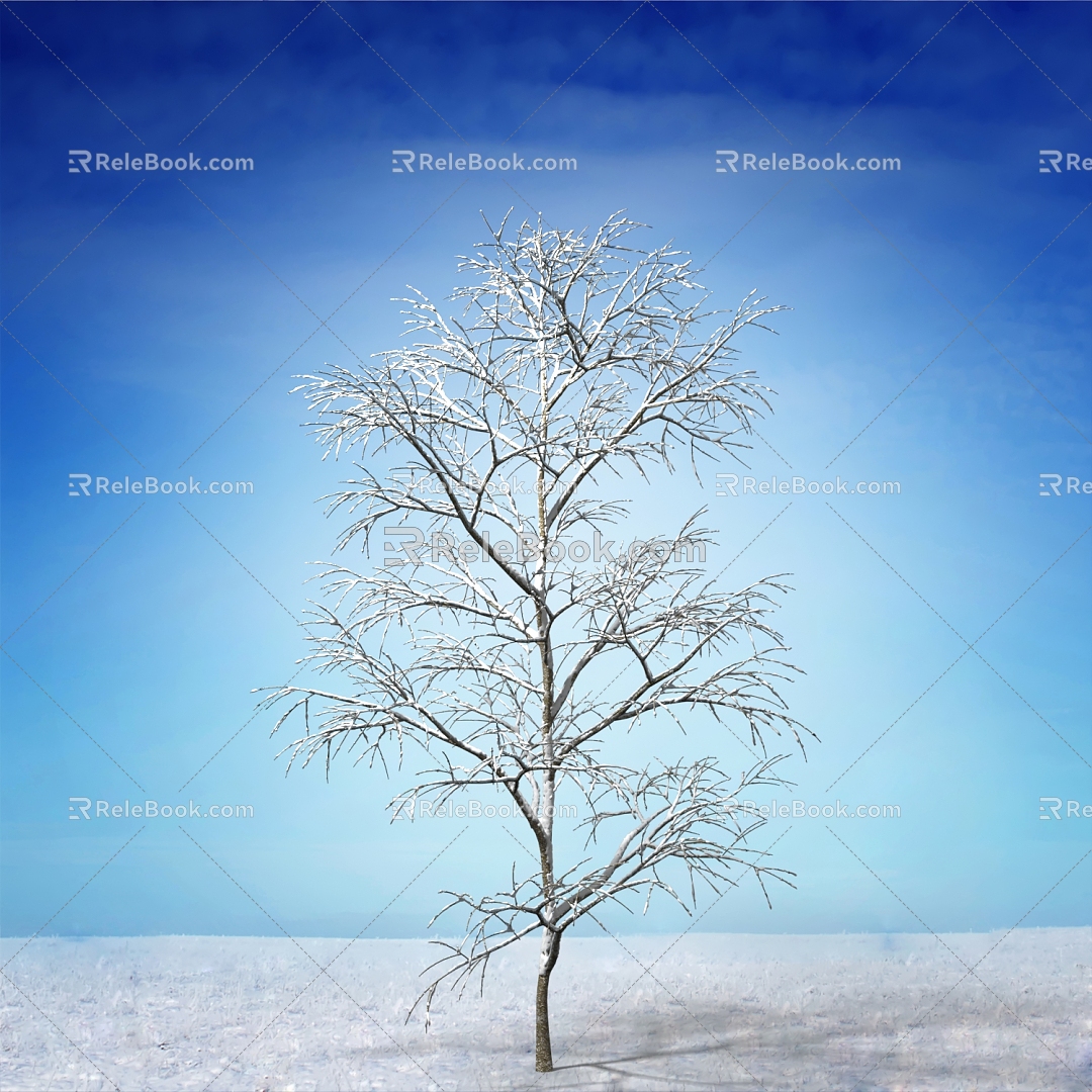 Modern Tree Snowfield Dead Branch Plant 3d model