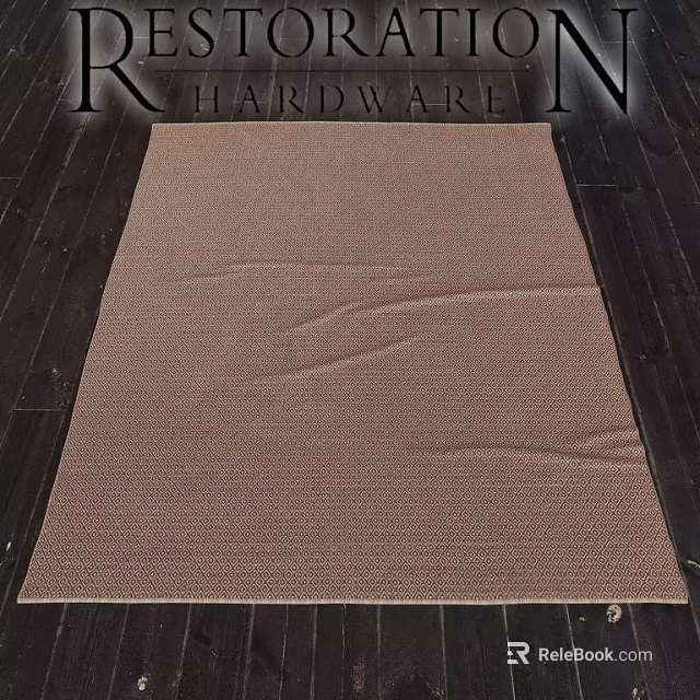 Square Brown Woven Carpet Classic Design for Dark Wooden Floor Living Room 3d model 