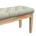 Modern Light Gray Upholstered Bench With Tufted Design And Wooden Legs