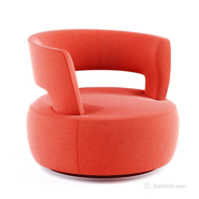 Modern Orange Single Sofa With Curved Armrests And Rounded Upholstered Design 3d model