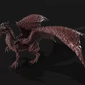 Fierce Mythical Dragon With Reddish Scaled Body Winged Structure And Sharp Claws 3d model