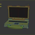 3D Rendered Laptop Internal Structure With Green Blue Grid Pattern And Technical Components