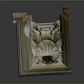 Elegant Roman Column with Detailed Lion Head Carving and Stone Decorative Design