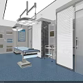 Modern Beauty Salon Interior With Blue Curtains White Glass Cabinets And Treatment Bed