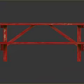 Red And Wooden Picnic Tables With Striped Design For Outdoor Spaces