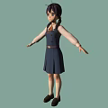 Anime Girl In Navy Blue School Uniform With Twin Tails White Sleeves And Red Necktie