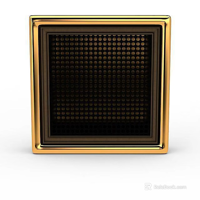 Black Component Featuring Golden Frame And Small Circular Dots Inside Structure 3d model 