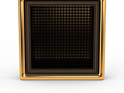 Black Component Featuring Golden Frame And Small Circular Dots Inside Structure 3d model