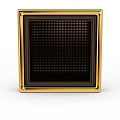 Black Component Featuring Golden Frame And Small Circular Dots Inside Structure